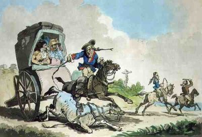 Frans Reizen, of De Eerste Etappe van Calais, geaquarelleerd door Francis Jukes door Thomas Rowlandson